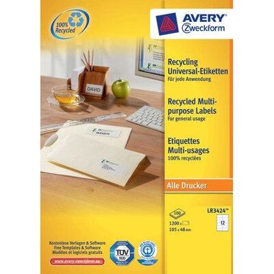 Avery LR3424 Étiquettes recyclées blanches - Label Avery LR3424 Étiquettes recyclées blanches - Label