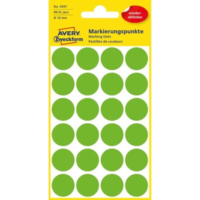Punti di marcatura verdi Avery - 18mm, rimovibili, confezione da 10 Punti di marcatura verdi Avery - 18mm, rimovibili, confezione da 10