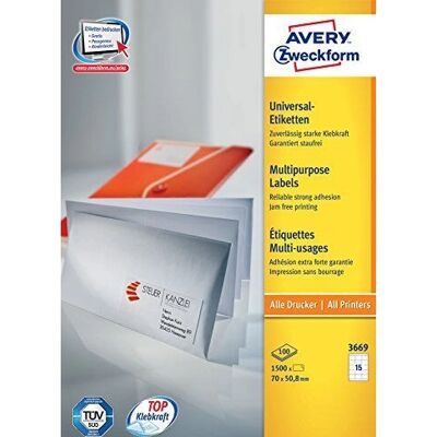 Witte Labels Avery Zweckform 3669 - Labels Witte Labels Avery Zweckform 3669 - Labels