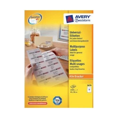 Avery 3670 Labels - Universal 64x36mm - White - Labels Avery 3670 Labels - Universal 64x36mm - White - Labels