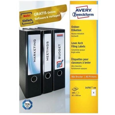 Etichette autoadesive bianche Avery L4761-100 - 400 pezzi Etichette autoadesive bianche Avery L4761-100 - 400 pezzi