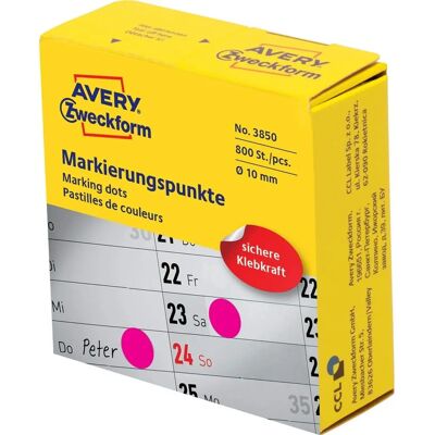 Avery-Zweckform 3850 Magenta Samolepicí tečky - Barevné lepicí body Avery-Zweckform 3850 Magenta Samolepicí tečky - Barevné lepicí body