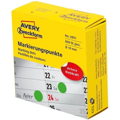 Étiquettes rondes autocollantes vertes Avery 3851 - 800 pièces - Publicité Étiquettes rondes autocollantes vertes Avery 3851 - 800 pièces - Publicité