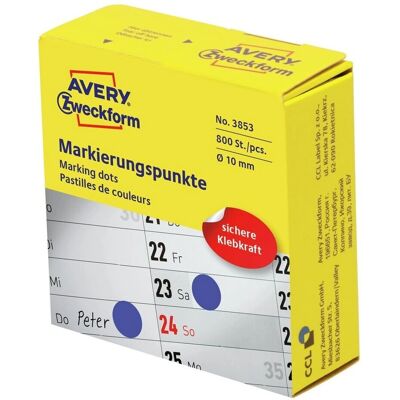 Étiquettes Rondes Permanentes Bleues Avery 3853 - Étiquettes - Publicité Étiquettes Rondes Permanentes Bleues Avery 3853 - Étiquettes - Publicité