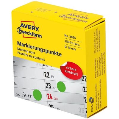 Avery 3855 Samolepicí Kulatá Nálepka Zelená 250 ks - Štítky Avery 3855 Samolepicí Kulatá Nálepka Zelená 250 ks - Štítky