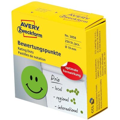 Avery 3858 Gröna runda etiketter - Permanenta 19mm 250 st Avery 3858 Gröna runda etiketter - Permanenta 19mm 250 st