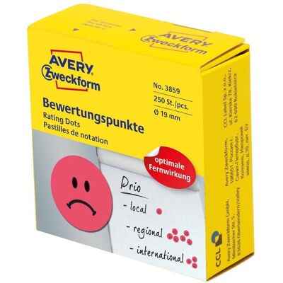 Étiquettes adhésives Avery 3859 - Rond Permanent Rouge 250 pcs - Publicité Étiquettes adhésives Avery 3859 - Rond Permanent Rouge 250 pcs - Publicité