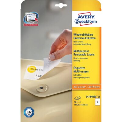 Avery L4734REV-25 White Self-adhesive Printer Labels - Printer Labels Avery L4734REV-25 White Self-adhesive Printer Labels - Printer Labels