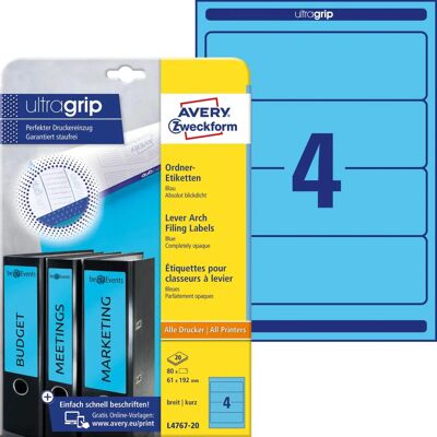 Avery Modré Etikety na složky - 61x192mm - 80 ks - Organizace kanceláře Avery Modré Etikety na složky - 61x192mm - 80 ks - Organizace kanceláře