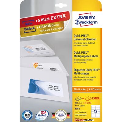Avery 4781 Druckeretiketten - 97x42mm Selbstklebend Avery 4781 Druckeretiketten - 97x42mm Selbstklebend