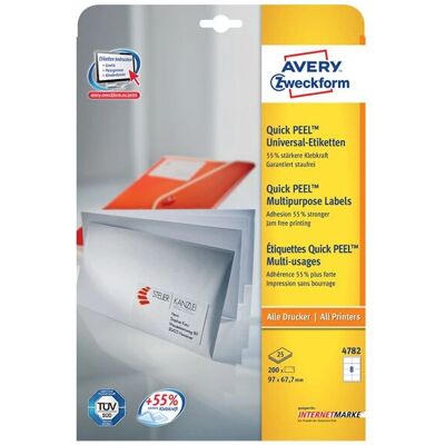 Étiquette d'imprimante Avery 4782 - Auto-adhésive, 97x67.7mm, Blanc - Publicité Étiquette d'imprimante Avery 4782 - Auto-adhésive, 97x67.7mm, Blanc - Publicité