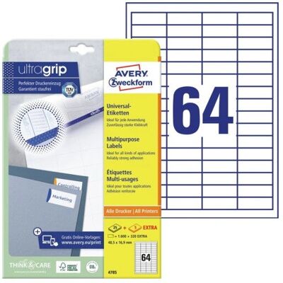 Avery Zweckform - 4785 - Blanc - 48.5x16.9mm - Étiquette Avery Zweckform - 4785 - Blanc - 48.5x16.9mm - Étiquette