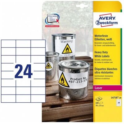 Avery L4718-20 Weiße Wetterfeste Selbstklebende Etiketten - Etiketten Avery L4718-20 Weiße Wetterfeste Selbstklebende Etiketten - Etiketten