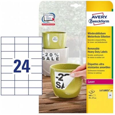 Odolné vůči počasí štítky Avery Zweckform L4718rev-20 - Bílá Odolné vůči počasí štítky Avery Zweckform L4718rev-20 - Bílá