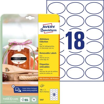 AVERY Zweckform 5087 Címkék - Önaláíró, 180 db, 63,5x42,3mm AVERY Zweckform 5087 Címkék - Önaláíró, 180 db, 63,5x42,3mm