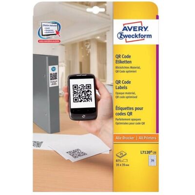 Avery L7120-25 Hvite Firkantede Permanente Etiketter - Labels Avery L7120-25 Hvite Firkantede Permanente Etiketter - Labels