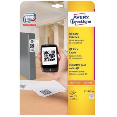 Avery L7121-25 Hvite kvadratiske QR-etiketter - Labels Avery L7121-25 Hvite kvadratiske QR-etiketter - Labels