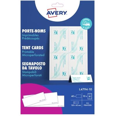 Badge Nom Avery L4794-10 120x45mm - Durable, Microperforé, FSC-certifié - Publicité Badge Nom Avery L4794-10 120x45mm - Durable, Microperforé, FSC-certifié - Publicité