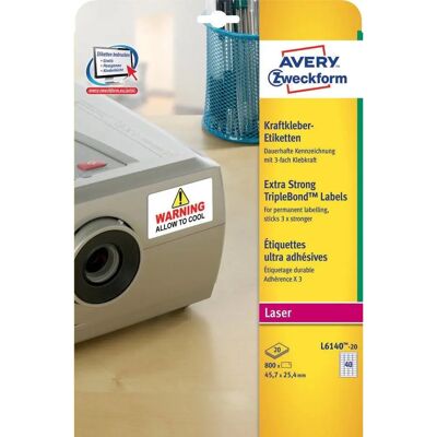 Avery L6140-20 Hvite Permanente Selvklebende Merker Avery L6140-20 Hvite Permanente Selvklebende Merker