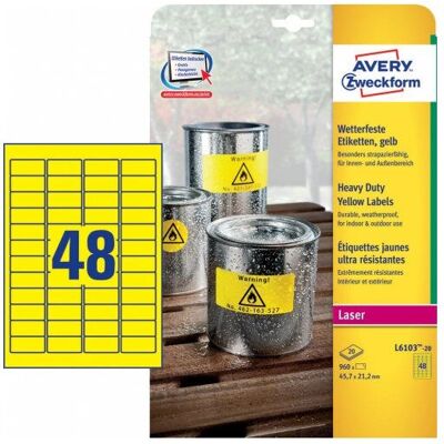 Gule Værbestandige Rectangelmerker L6103-20 - Etiket Gule Værbestandige Rectangelmerker L6103-20 - Etiket