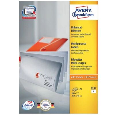 Etichette adesive bianche Avery 6135 - Rettangolo, 200 pezzi Etichette adesive bianche Avery 6135 - Rettangolo, 200 pezzi