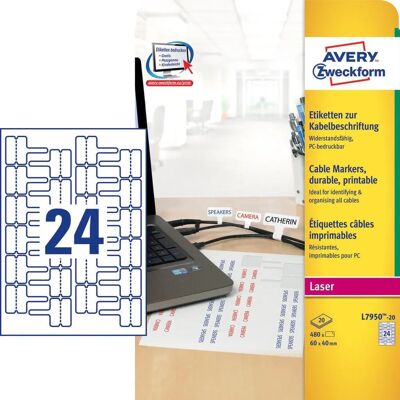 Avery Zweckform L7950-20 Hvite Selvklebende Rectangulære Merker - 480 stk Avery Zweckform L7950-20 Hvite Selvklebende Rectangulære Merker - 480 stk