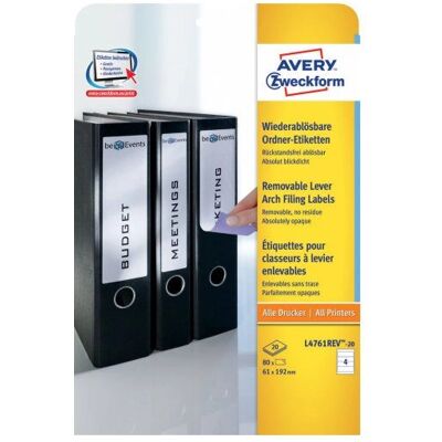 Avery Zweckform - L4761REV-20 - Weiß - 61x192 mm - Ordneretikett Avery Zweckform - L4761REV-20 - Weiß - 61x192 mm - Ordneretikett