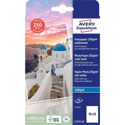 Avery Zweckform C2570-20 Photo Paper - Satin Matte - 10x15cm Avery Zweckform C2570-20 Photo Paper - Satin Matte - 10x15cm
