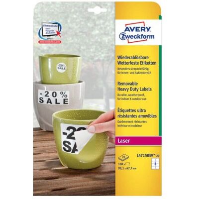 Avery L4715REV-20 Wetterfeste Etiketten - Rechteckig Weiß Avery L4715REV-20 Wetterfeste Etiketten - Rechteckig Weiß
