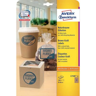 Avery L7106-25 Brune Kraft Runde Etiketter - Produkt Type Avery L7106-25 Brune Kraft Runde Etiketter - Produkt Type