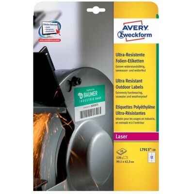 Avery Hvite Rektangulære Permanente Etiketter - 120 stk Avery Hvite Rektangulære Permanente Etiketter - 120 stk