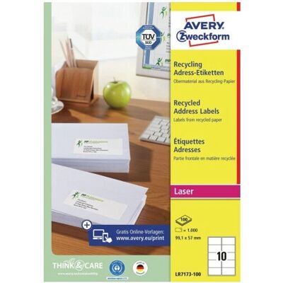 Avery Hvite Resirkulerte Etiketter 99,1x57mm - Etiketter Avery Hvite Resirkulerte Etiketter 99,1x57mm - Etiketter