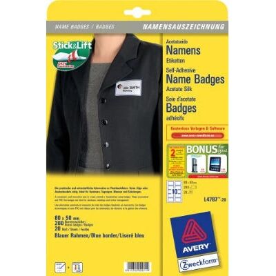 Avery L4787-20 Merkelapper - Hvit, Selvklebende, 80x50mm Avery L4787-20 Merkelapper - Hvit, Selvklebende, 80x50mm