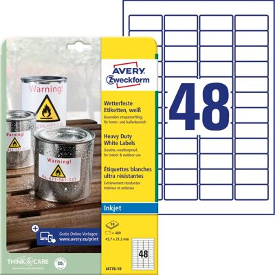 Avery Zweckform Modèle - Étiquettes rectangulaires résistantes aux intempéries - 480 par paquet - Publicité Avery Zweckform Modèle - Étiquettes rectangulaires résistantes aux intempéries - 480 par paquet - Publicité