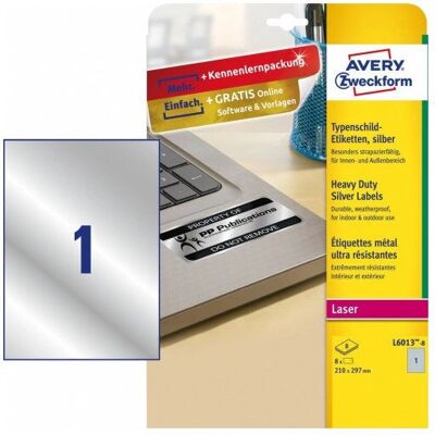 Avery Zweckform L6013-8 Sølv Selvklebende Etiketter - Rektangulære - 8 stk Avery Zweckform L6013-8 Sølv Selvklebende Etiketter - Rektangulære - 8 stk