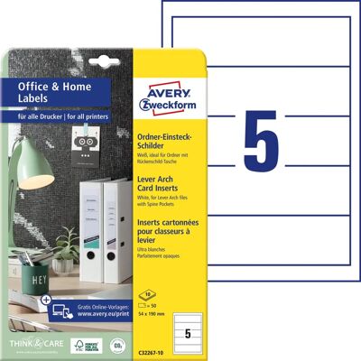 Avery C32267-10 Fiók, Fehér, 54x190mm - Fájltípus Avery C32267-10 Fiók, Fehér, 54x190mm - Fájltípus