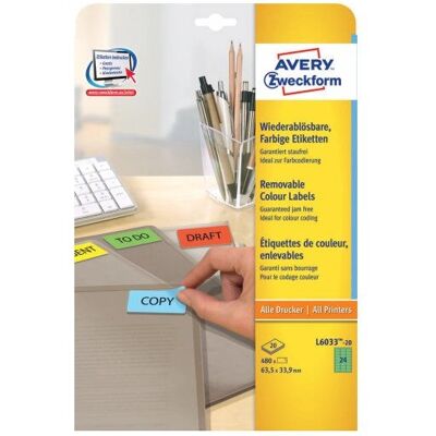 Avery - L6033-20 - Verde - Rettangolo arrotondato - Label Avery - L6033-20 - Verde - Rettangolo arrotondato - Label