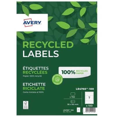 Étiquettes rectangulaires auto-adhésives Avery LR4760-100 - Blanc Étiquettes rectangulaires auto-adhésives Avery LR4760-100 - Blanc