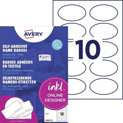 Avery Navneskilt - 85x50mm - Utskriftsvennlig Laser Avery Navneskilt - 85x50mm - Utskriftsvennlig Laser