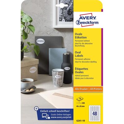 Avery Modell SAV-46 Ovale Etiketten - Weiß und Braun - Etiketten Avery Modell SAV-46 Ovale Etiketten - Weiß und Braun - Etiketten