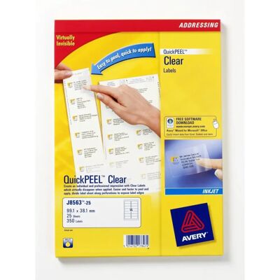 Samolepicí průhledné etikety Avery J8563-25 - 350 ks Samolepicí průhledné etikety Avery J8563-25 - 350 ks