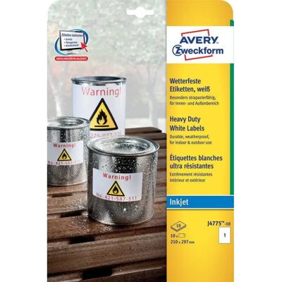 Værbestandige hvite polyesteretiketter J4775-10 - Rektangulær - 10 stk Værbestandige hvite polyesteretiketter J4775-10 - Rektangulær - 10 stk