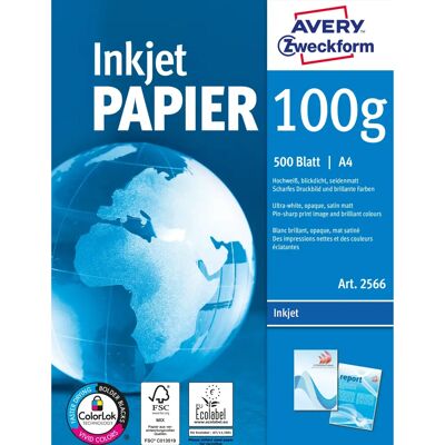 Avery Zweckform Hvit blekk- og kopipapir - A4 - 500 ark Avery Zweckform Hvit blekk- og kopipapir - A4 - 500 ark