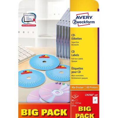 Avery L7676A-40P White CD Labels - CD Labels Avery L7676A-40P White CD Labels - CD Labels