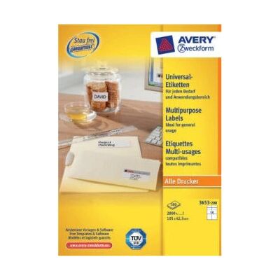 Zelfklevende labels Avery 3653-200 - 3080 stuks Zelfklevende labels Avery 3653-200 - 3080 stuks