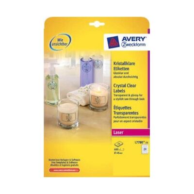 Transparente etiketter Avery L7780-25 - 40 mm - 600 stk Transparente etiketter Avery L7780-25 - 40 mm - 600 stk