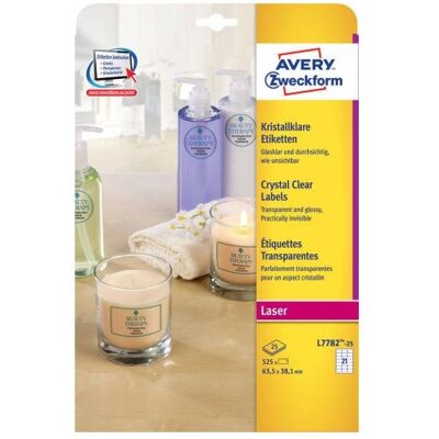 Gjennomsiktige etiketter Avery Zweckform L7782-25 - 525 stk Gjennomsiktige etiketter Avery Zweckform L7782-25 - 525 stk