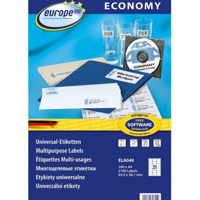 Avery ELA040 Weiße Etiketten - Universell 100 Blatt Avery ELA040 Weiße Etiketten - Universell 100 Blatt