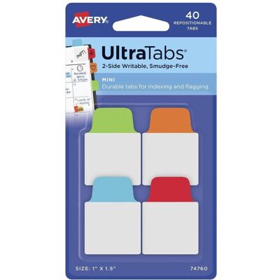 Avery Ultra Tabs - Multicolore - 25,4x38,1mm - Amovible Avery Ultra Tabs - Multicolore - 25,4x38,1mm - Amovible