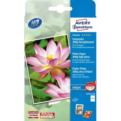 Avery C2553-40 Papier Photo Brillant Blanc - Papier Photo - Publicité Avery C2553-40 Papier Photo Brillant Blanc - Papier Photo - Publicité